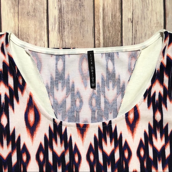 White Tribal Print Peplum Top - Picture 3 of 3